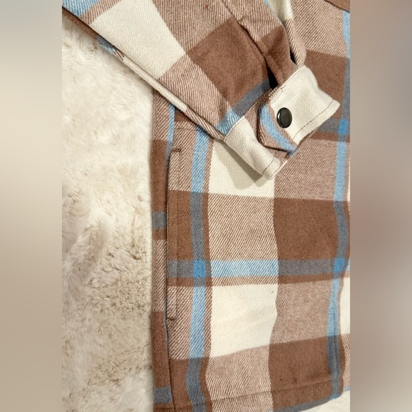 HFX Women's Heavy Flannel Plaid Shirt Jacket (Blue/Camel, Size M) - Picture 12 of 13